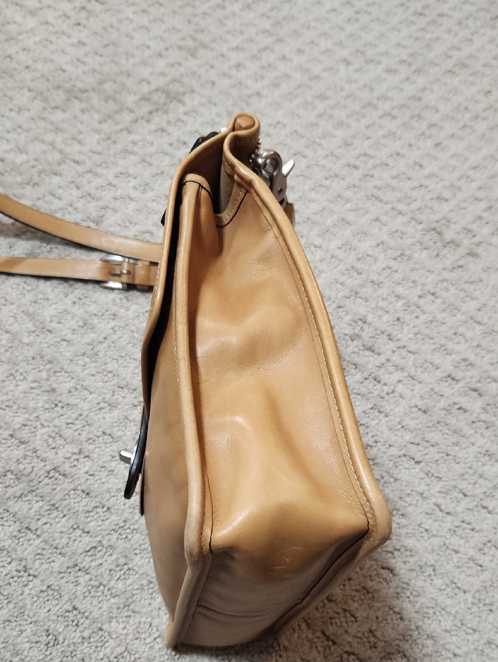 Coach Vintage Willis Bag Tan Leather Top Handle Satchel With Shoulder Strap - Picture 5 of 16